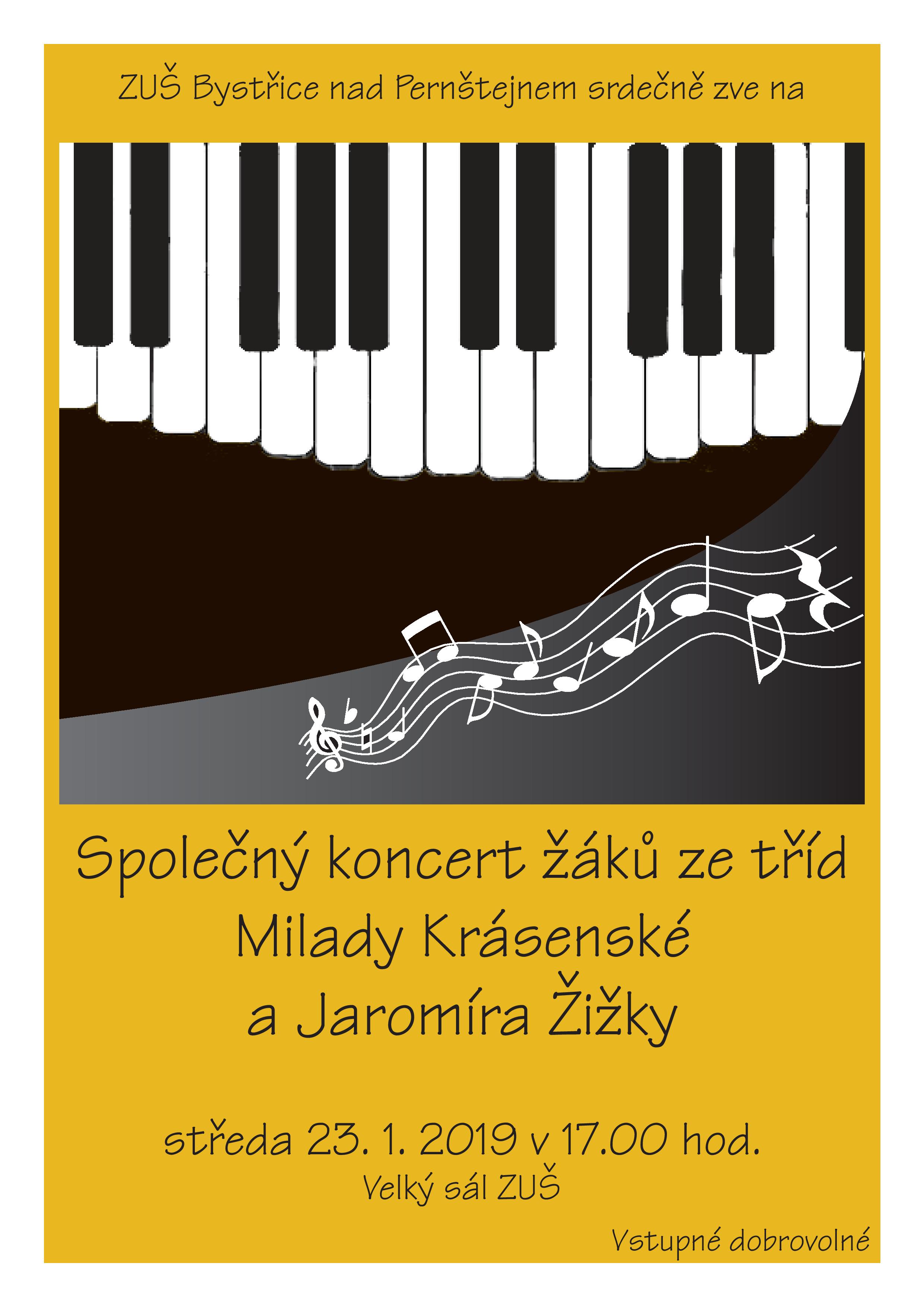 Společný koncert žáků ze tříd Milady Krásenské a Jaromíra Žižky